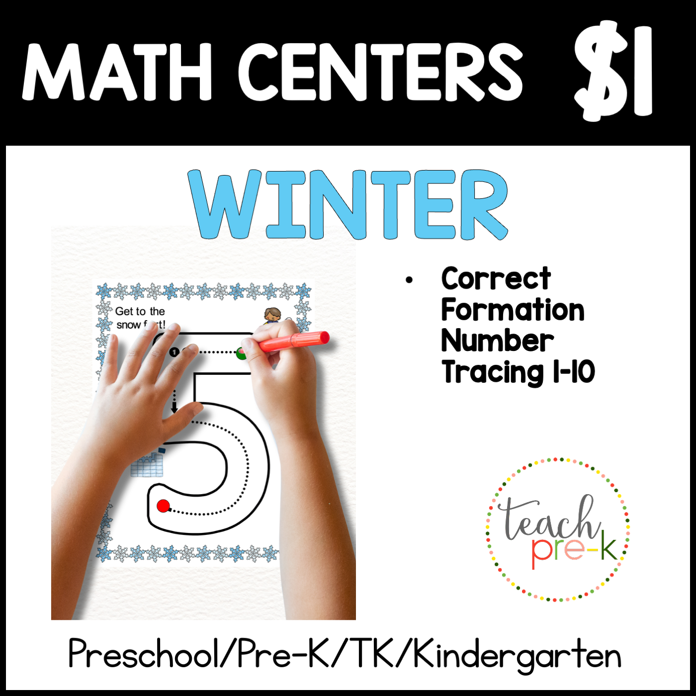 Winter Math Centers/Correct Formation Number Tracing 1-10