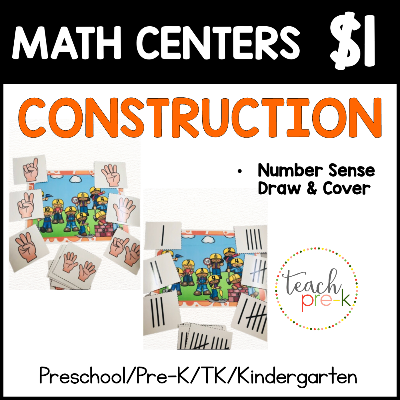 Construction Math Centers/Number Sense Draw & Cover