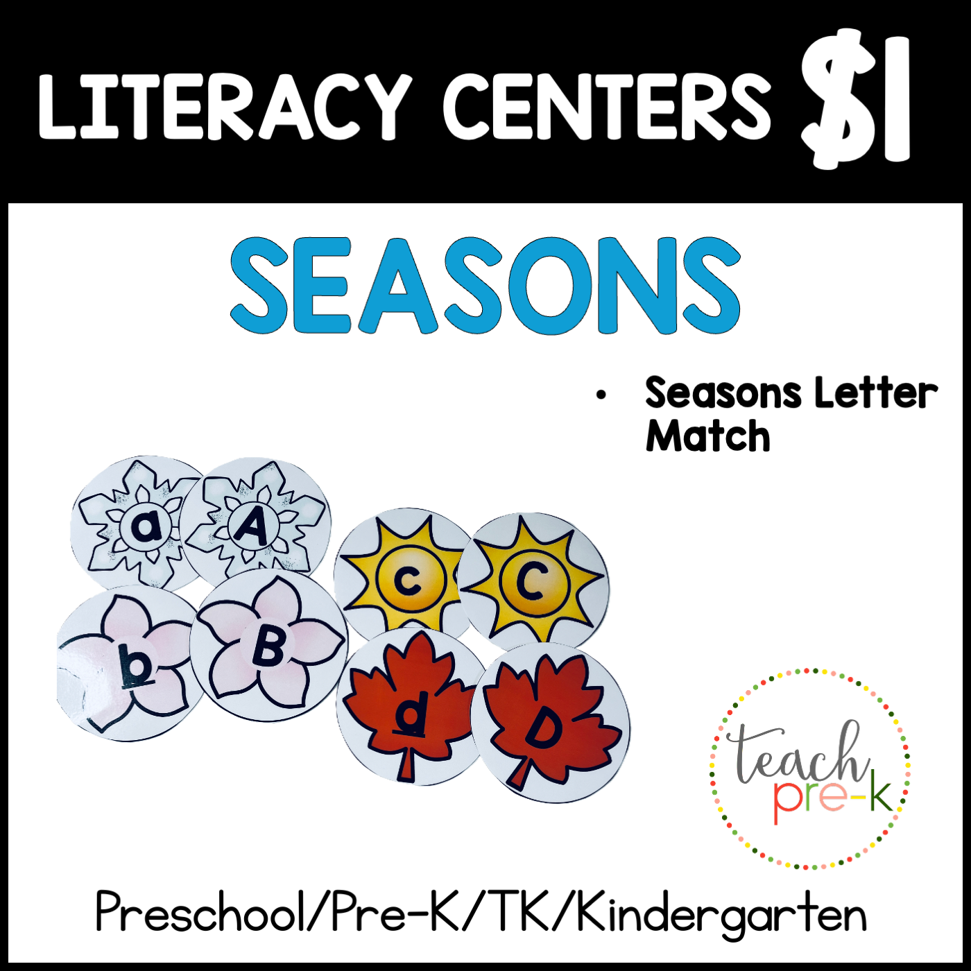 Seasons Literacy Centers/Letter Match Game