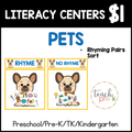 Pets Literacy Centers/Rhyming Pairs Sort