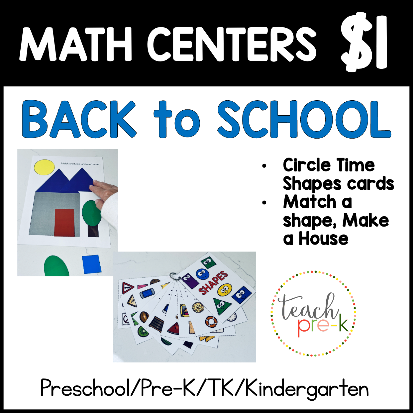 BTS Math Centers/Shape Match Houses & Circle Time Shapes Cards