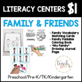 Family & Friends Literacy Centers/Family Vocabulary Matching, Foldable Coloring Book, & Journal Page