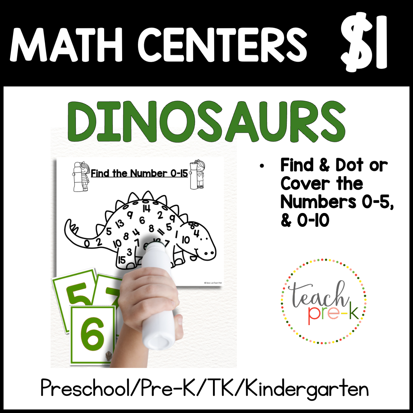 Dinosaur Math Centers/Find, Dot, or Cover the Numbers