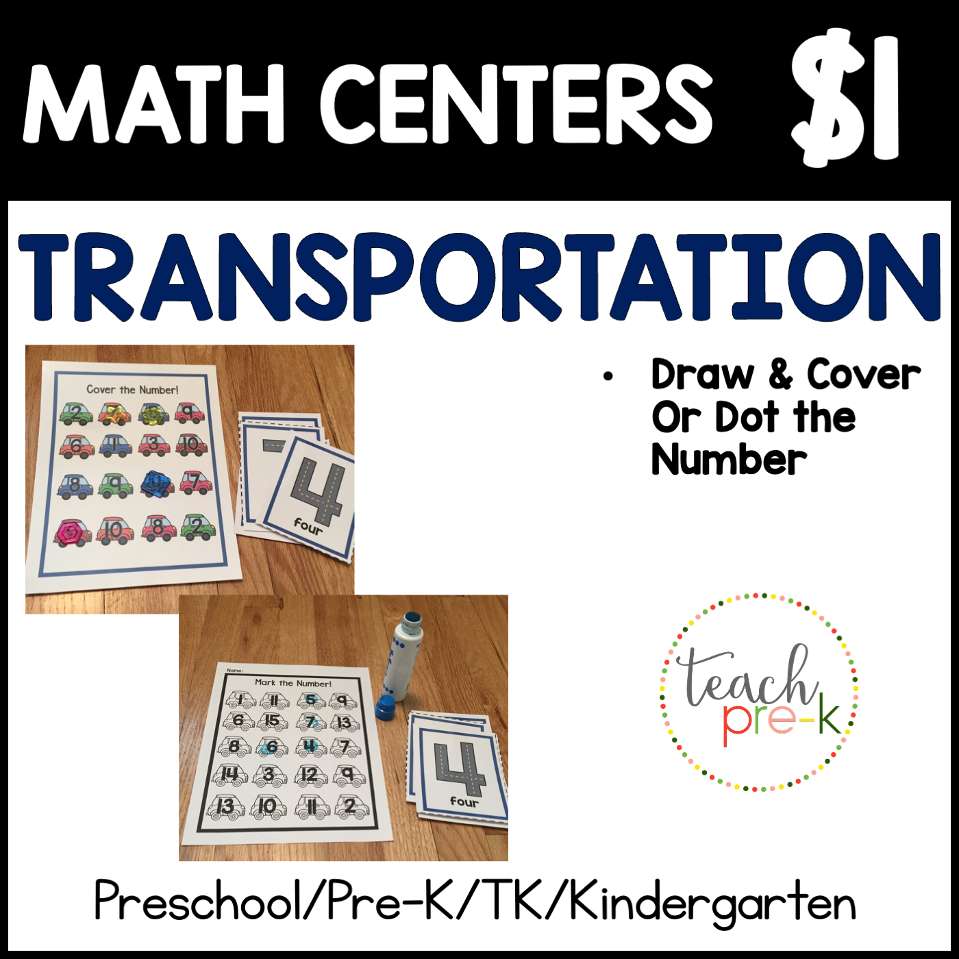 Transportation Math Centers/Find & Dot, or Cover the Number