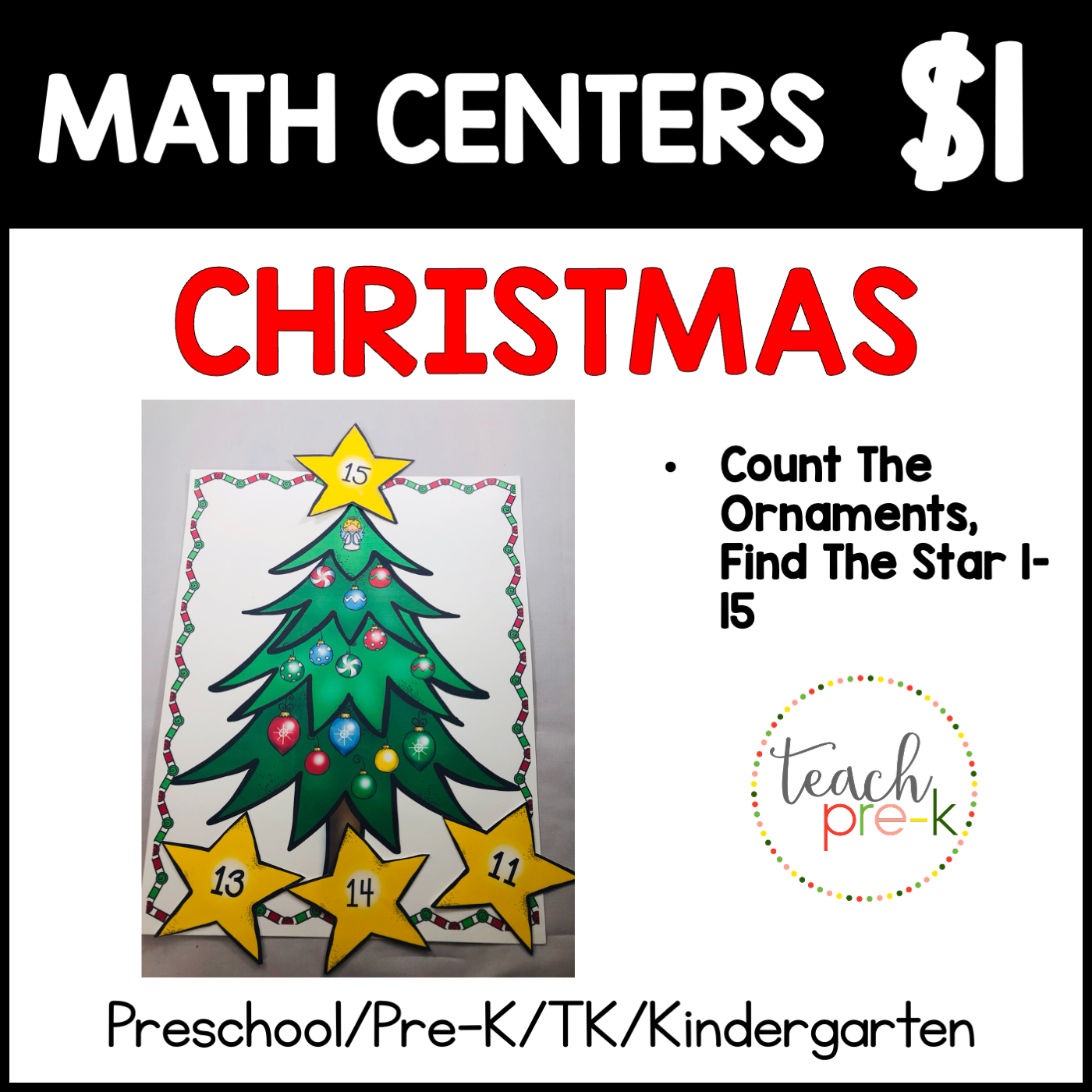 Christmas Math Centers/Count the Ornaments & Find the Star