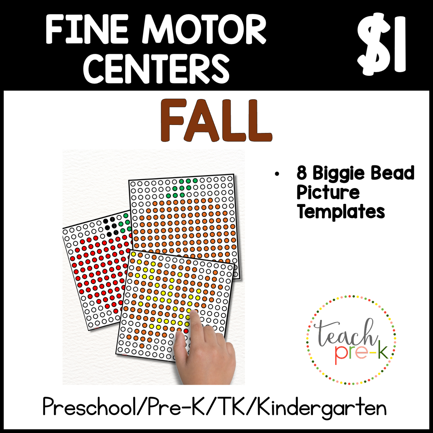 Fall Fine Motor Centers/Biggie Beads Picture Patterns