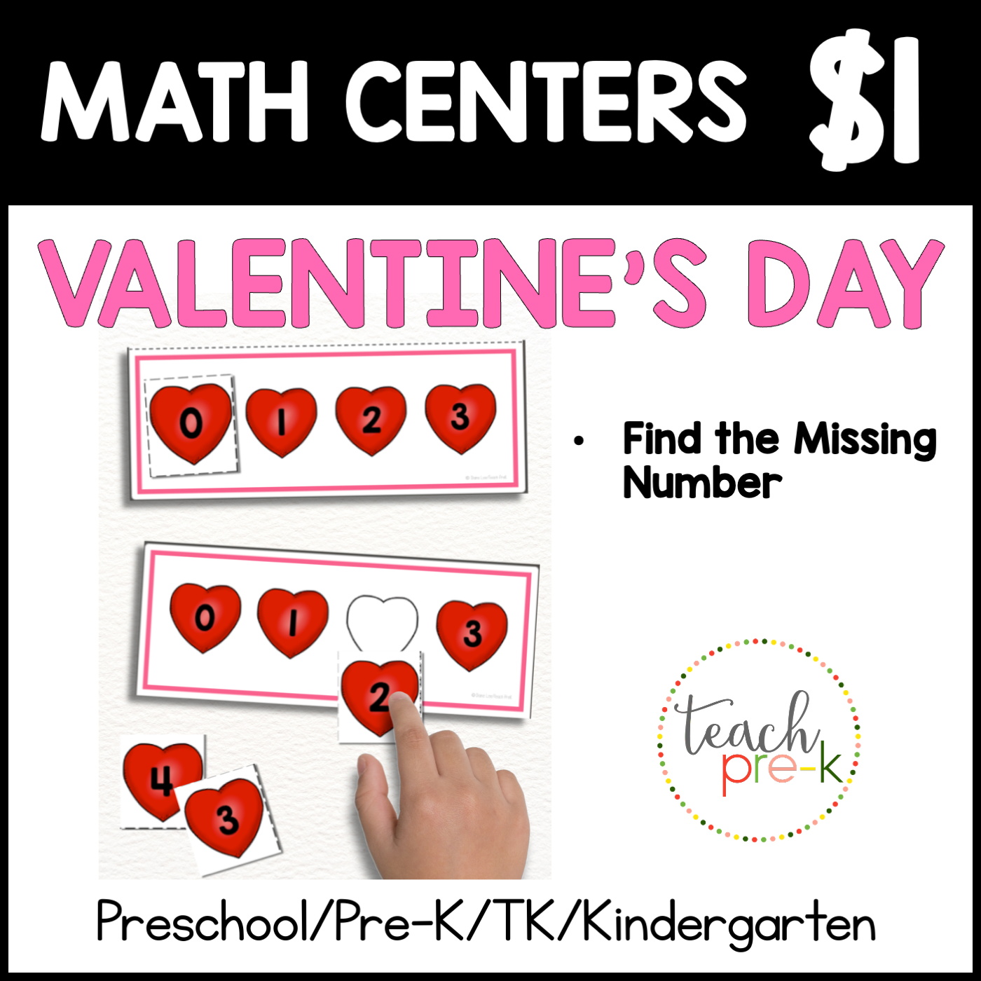 Valentine's Day Math Centers/Find the Missing Number