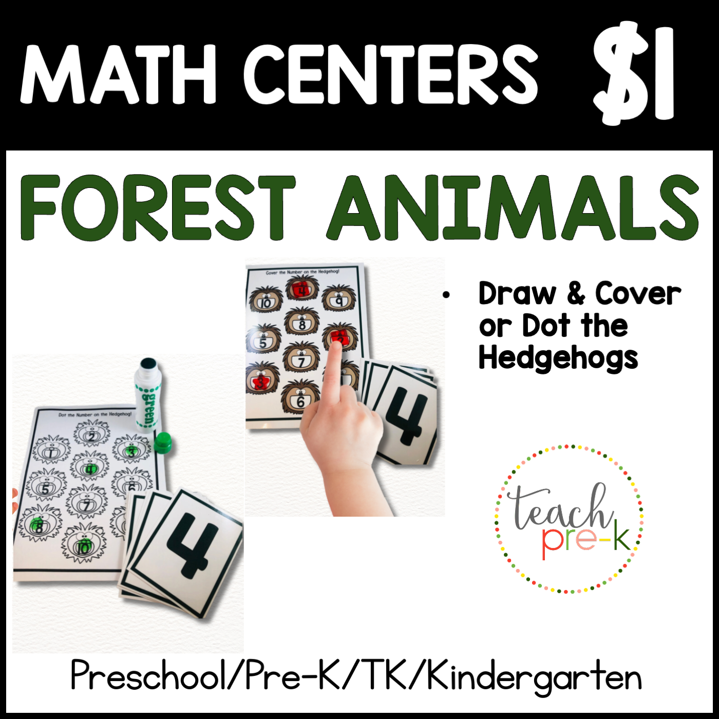 Forest Animals Math Centers/Number Seek & Find, & Stack & Count