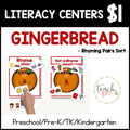 Gingerbread Literacy Centers/ Rhyming Pairs Sort