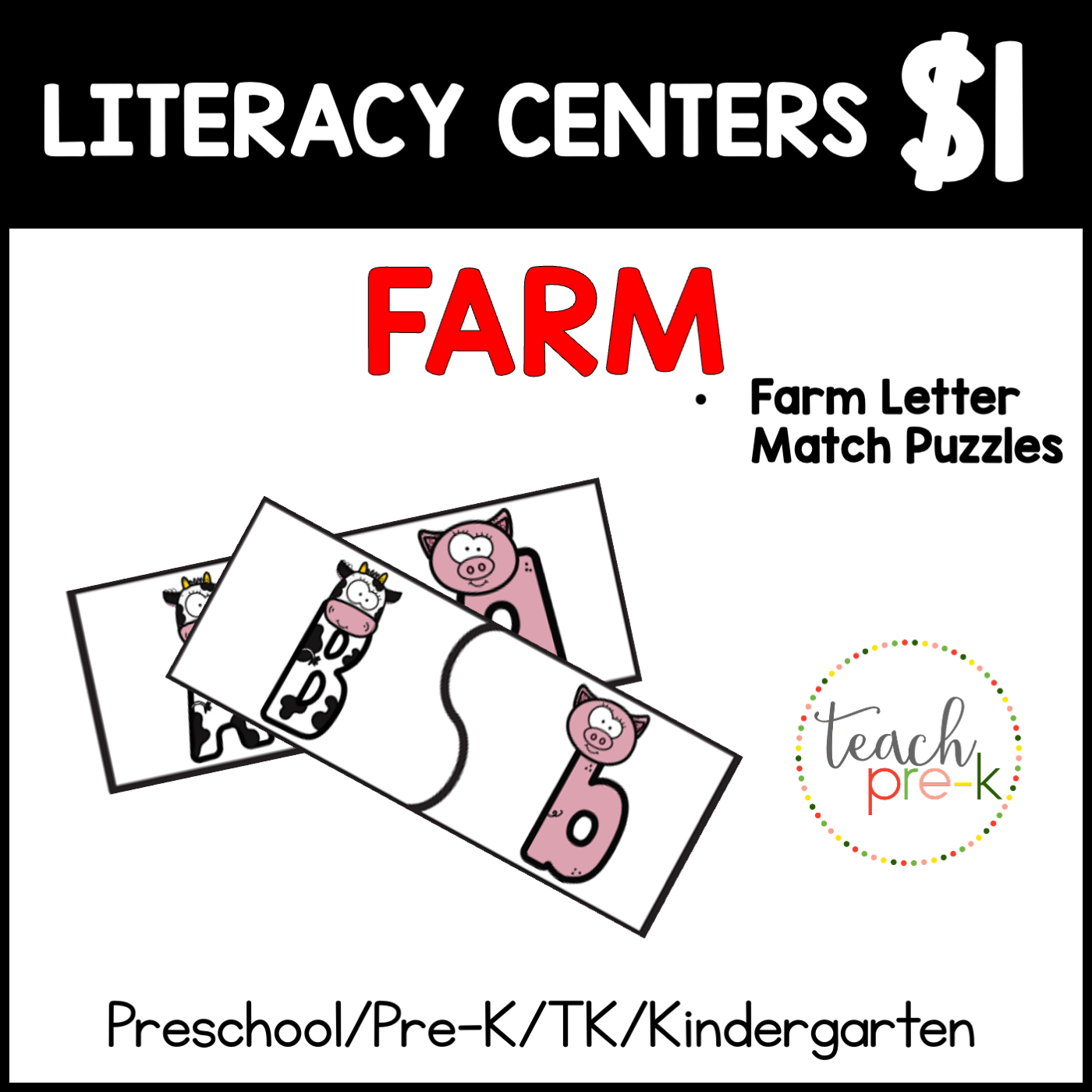 Farm Literacy Centers/2-Part Letter Match Puzzles