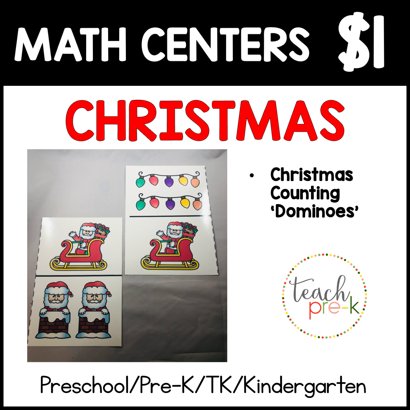 Christmas Math Centers/Christmas Counting Dominoes