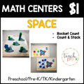 Space Math Centers/Count & Stack, & Counting Cards to Use With Manipulatives