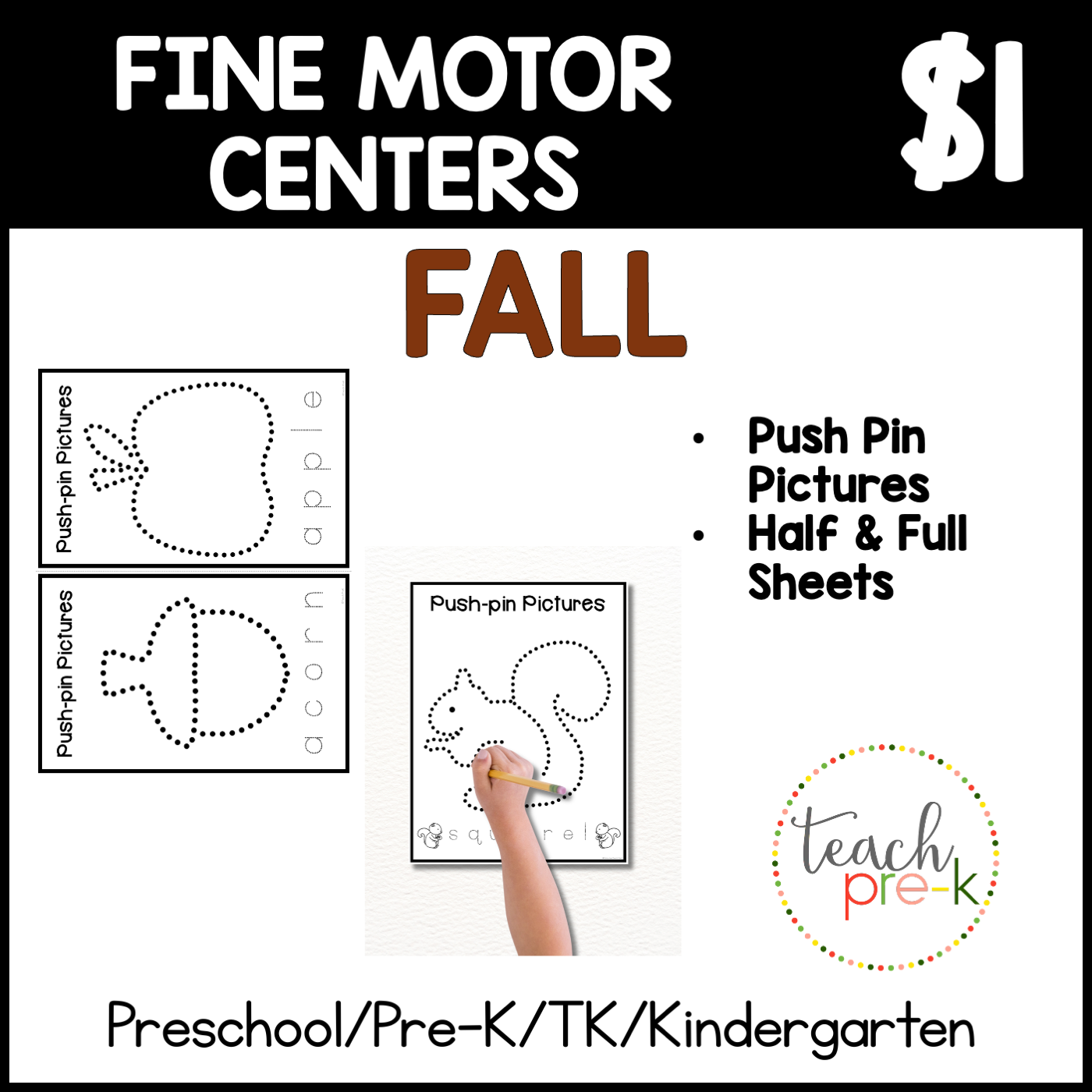 Fall Fine Motor Centers/Push Pin Pictures