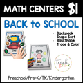 BTS Math Centers/Backpack Shapes Sort & Color the Shapes