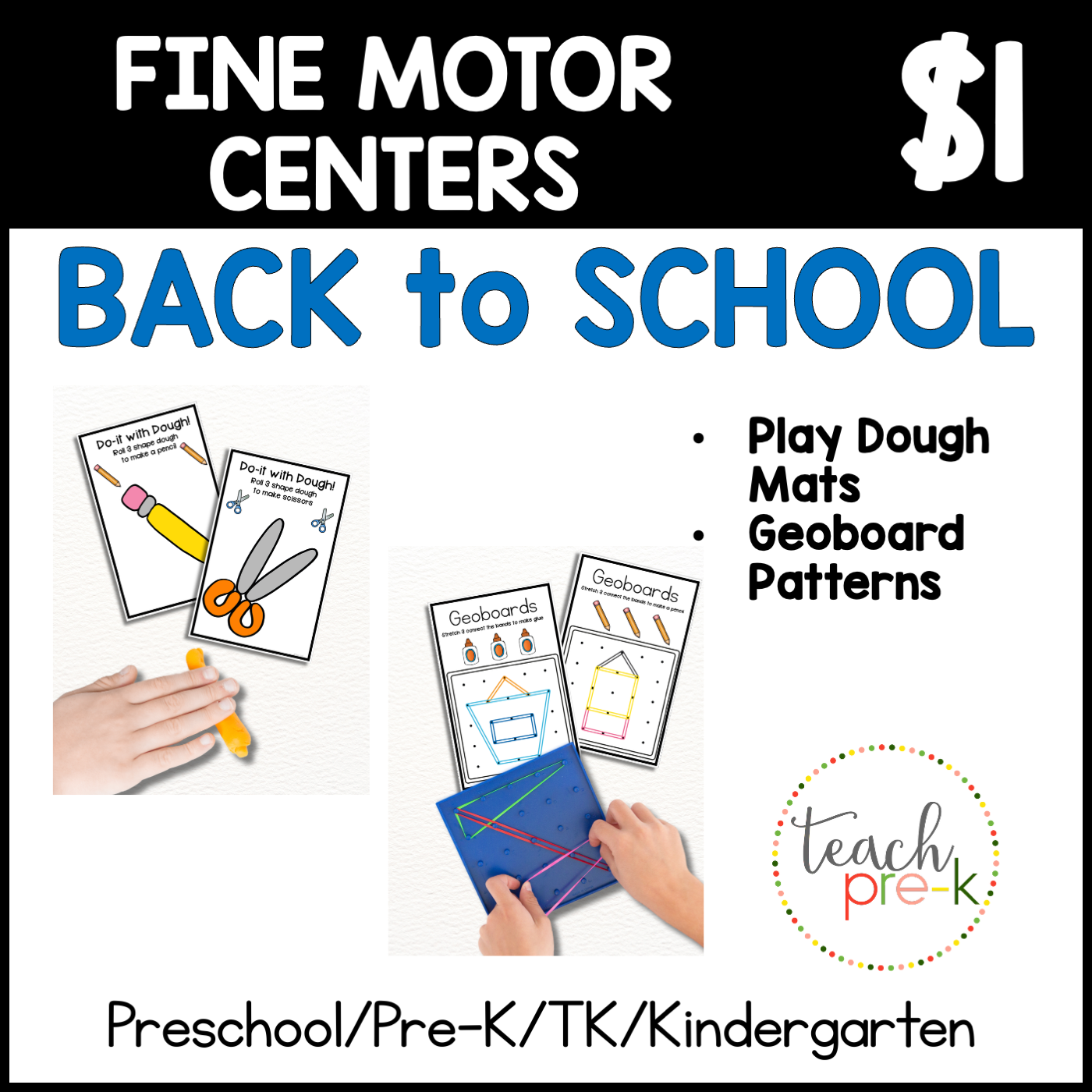 Back to School Fine Motor Center/Play Dough Mats & Geoboards