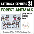 Forest Animals Literacy Centers/Things That Go Together Matching Cards