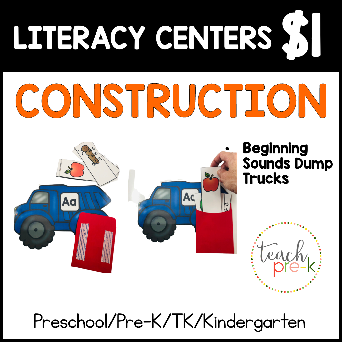 Construction Literacy Centers/Beginning Sounds Dump Trucks