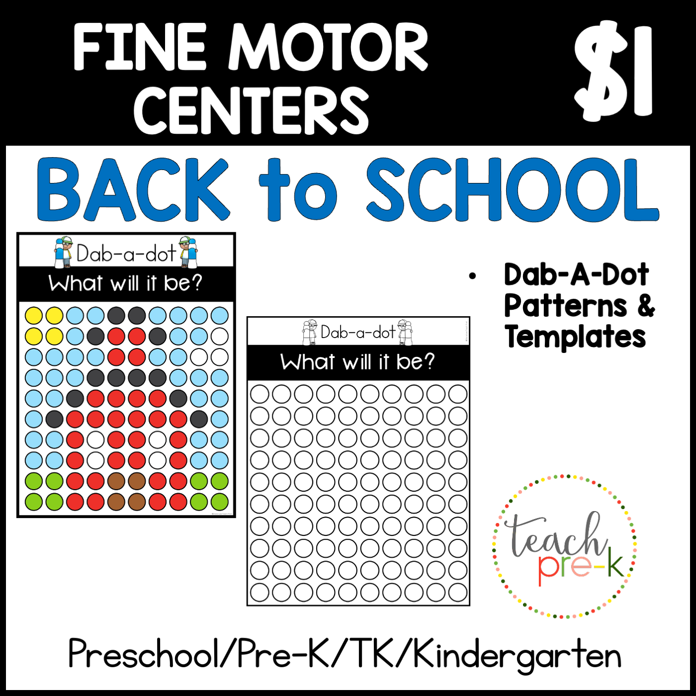 Back To School Fine Motor Centers/Dab-a-Dot Pictures