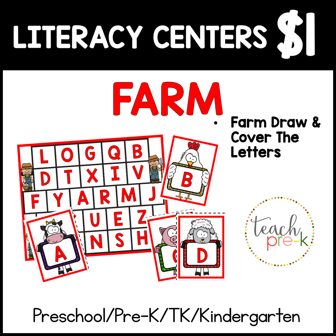 Farm Literacy Centers/Draw & Cover the Letters