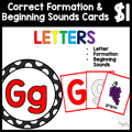 $1 Letters, Formation, & Beginning Sounds Cards-G