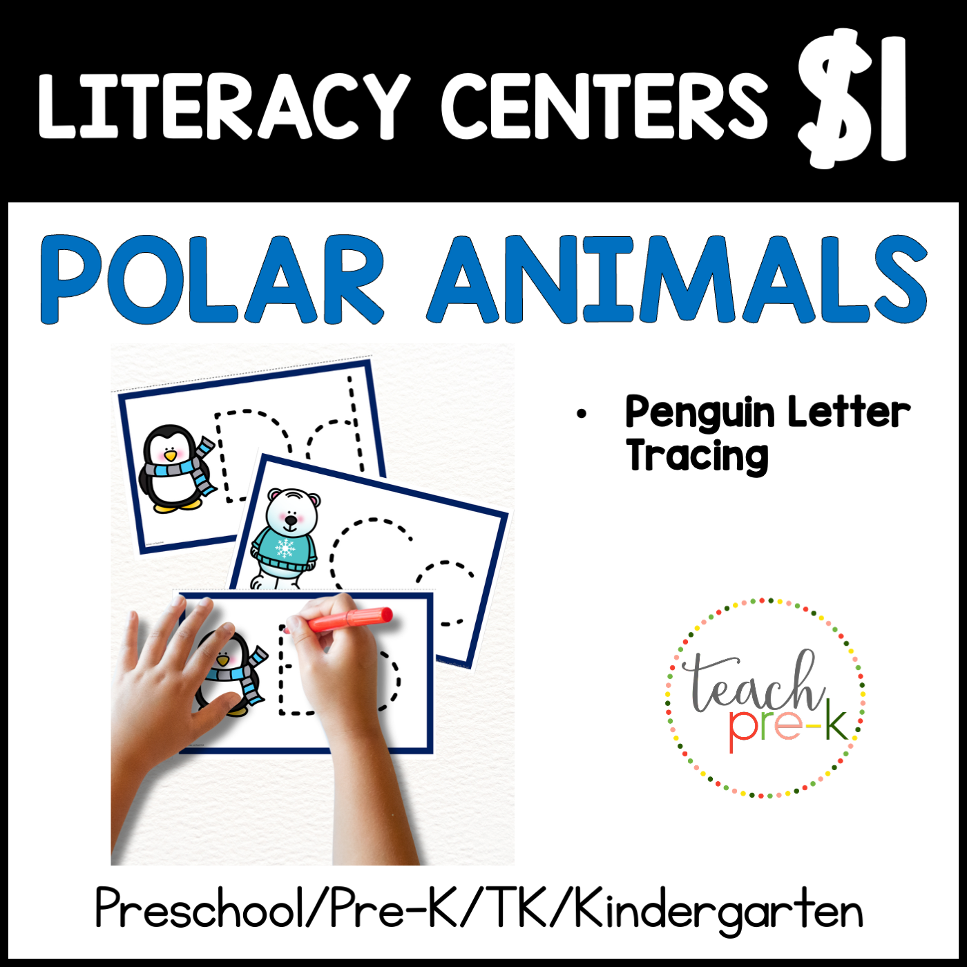Polar Animals Literacy Center/Penguin Letter Trace Cards