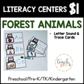 Forest Animals Literacy Centers/Letter Sounds & Trace Cards
