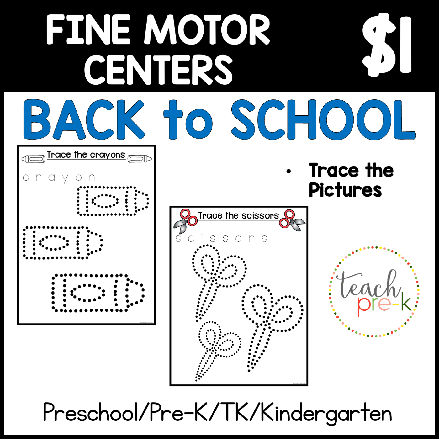 Back to School Fine Motor Centers/Trace the Pictures