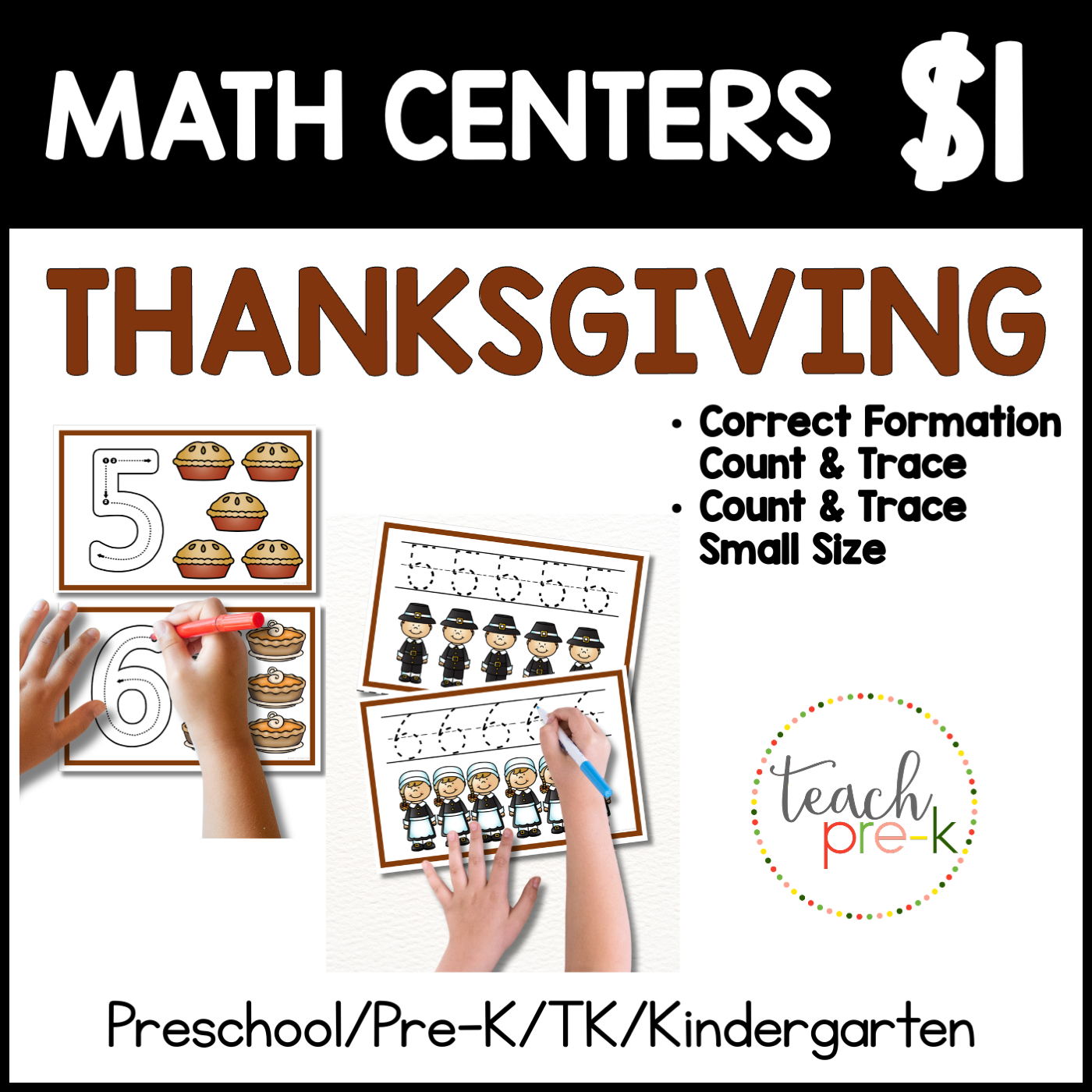 Thanksgiving Math Centers/Count Trace-Correct Formation