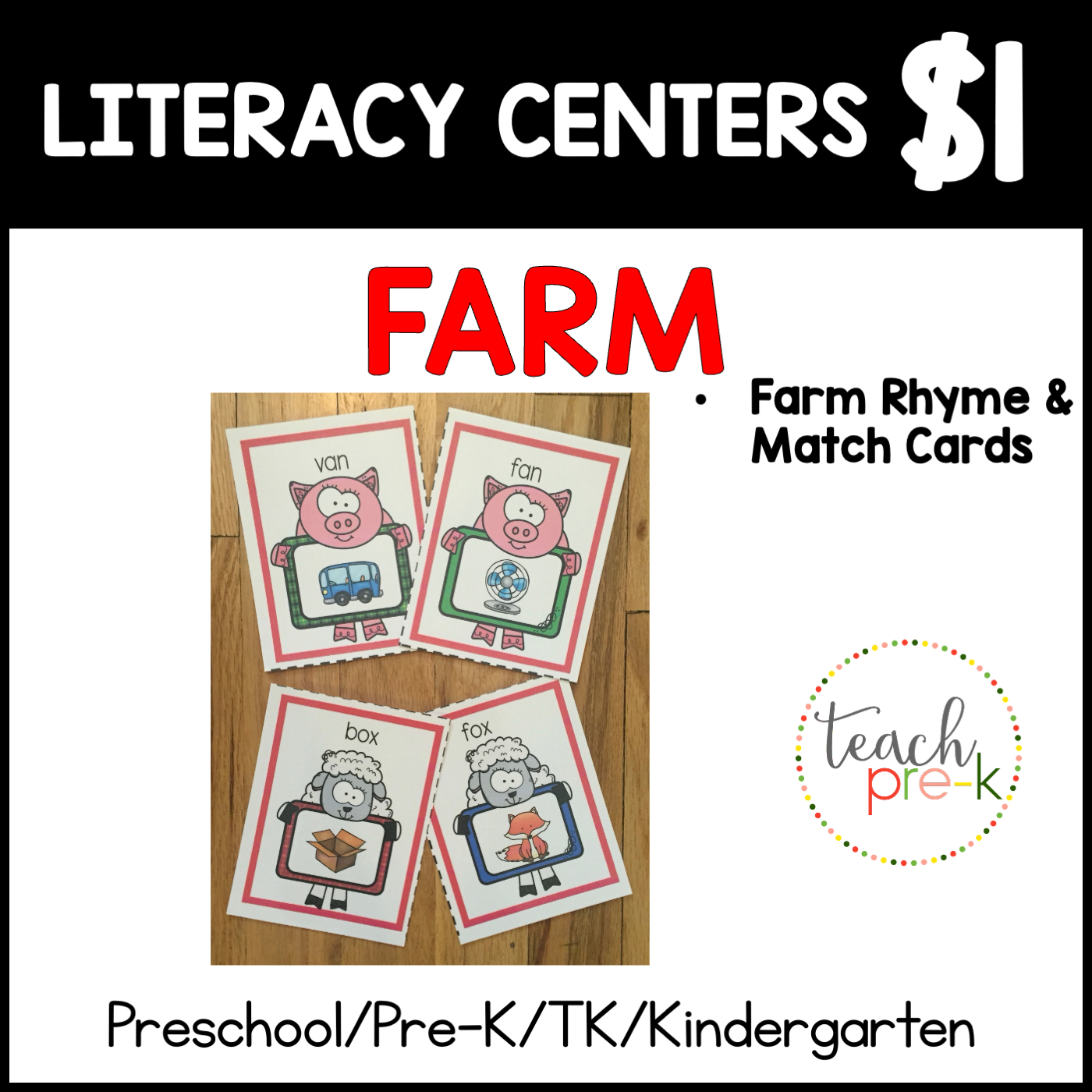 Farm Literacy Centers/Rhyme & Match Cards
