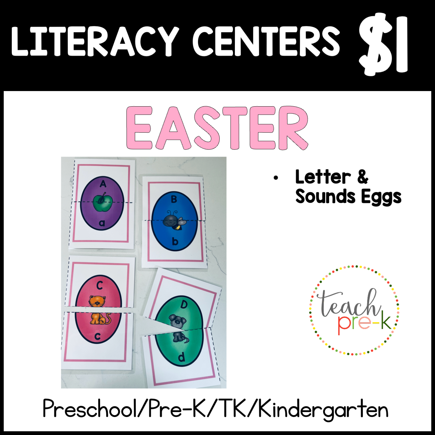 Easter Literacy Centers/Letter & Sounds Match Eggs