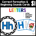 $1 Letters, Formation, & Beginning Sounds Cards-H
