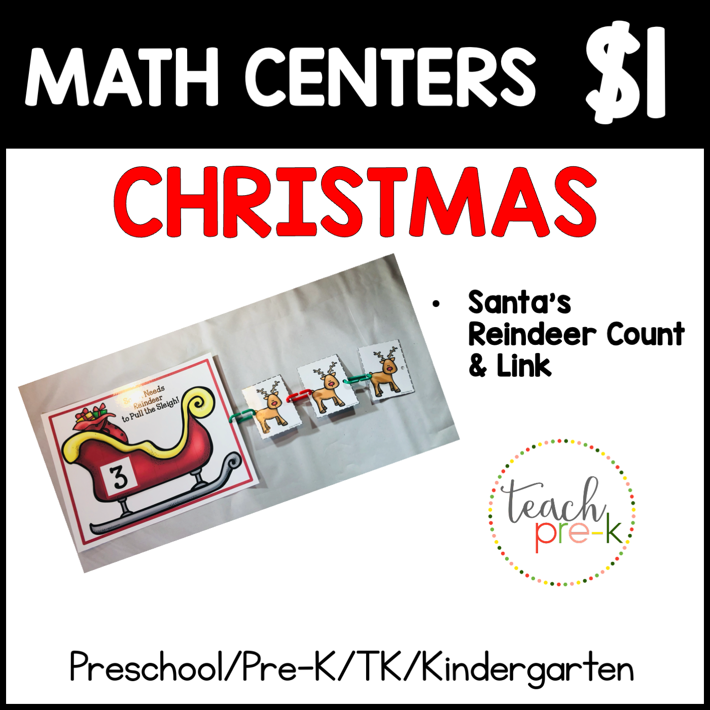 Christmas Math Centers/Reindeer Count & Link