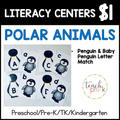 Polar Animals Literacy Center/Penguin & Baby Letter Match