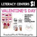 Valentine's Day Literacy Centers/Vocabulary Memory Matching, & Foldable Coloring Book