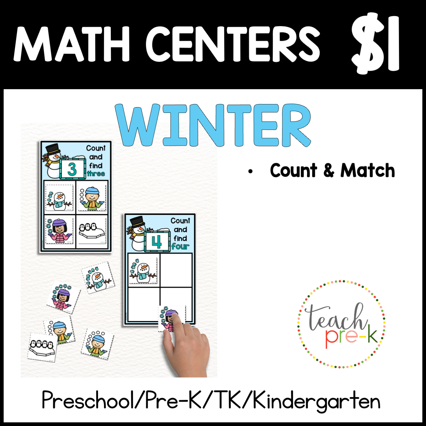 Winter Math Centers/Count & Match 4