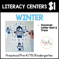 Winter Literacy Centers/Snowman Letter Hunt & Trace Mats