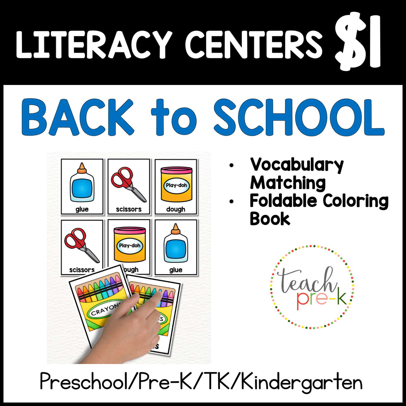 BTS Literacy Centers/Vocabulary Matching & Foldable Coloring Book
