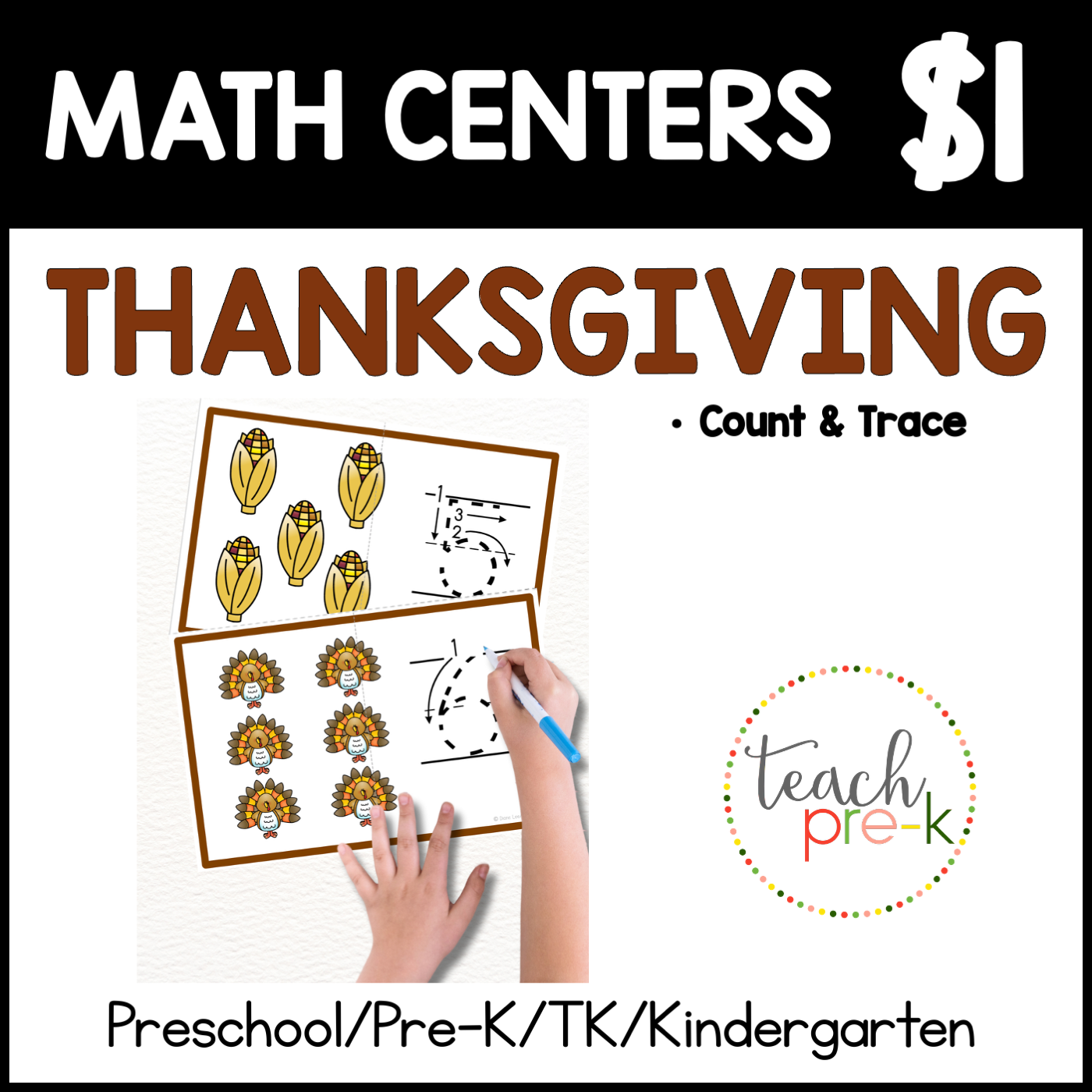 Thanksgiving Math Centers/Count & Trace the Numbers