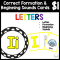 $1 Letters, Formation, & Beginning Sounds Cards-I