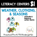 Weather Literacy Centers/Umbrella & Raindrop Letter Match
