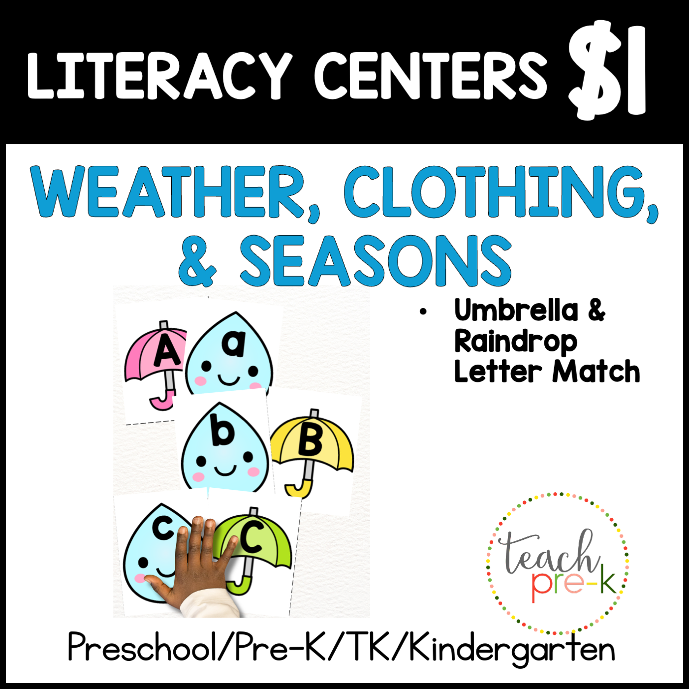Weather Literacy Centers/Umbrella & Raindrop Letter Match
